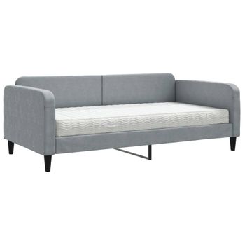 Vidaxl Sofá Cama Con Colchón Tela Gris Claro 100x200 Cm