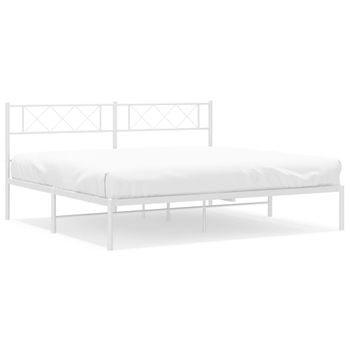 Vidaxl Estructura De Cama De Metal Con Cabecero Blanco 193x203 Cm