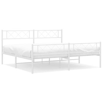 Vidaxl Estructura Cama Metal Con Cabecero Y Pie Cama Blanco 193x203 Cm