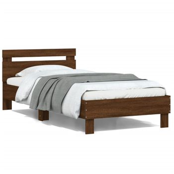 Vidaxl Cama Con Cabecero Madera De Ingeniería Marrón Roble 100x200 Cm