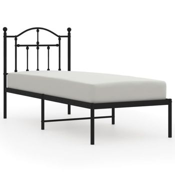 Vidaxl Estructura De Cama Con Cabecero Metal Negro 75x190 Cm