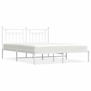 Vidaxl Estructura De Cama De Metal Con Cabecero Blanco 183x213 Cm