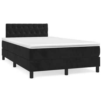 Vidaxl Cama Box Spring Con Colchón Y Led Terciopelo Negro 120x190 Cm