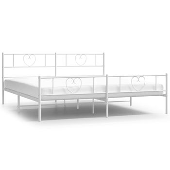 Vidaxl Estructura Cama Metal Con Cabecero Y Estribo Blanco 200x200 Cm