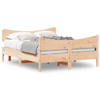 Vidaxl Estructura De Cama Con Cabecero Madera De Pino Blanco 150x200cm Marrón