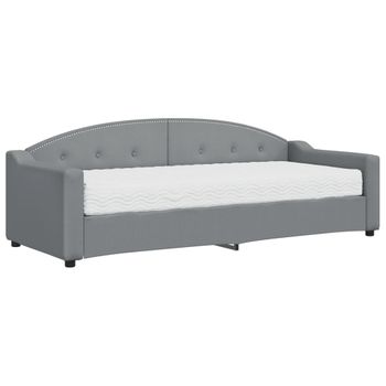 Vidaxl Sofá Cama Con Colchón Tela Gris Claro 80x200 Cm