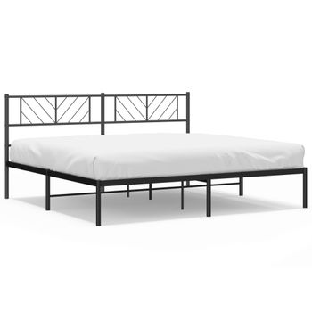 Vidaxl Estructura De Cama Con Cabecero Metal Negro 183x213 Cm