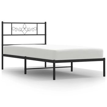 Vidaxl Estructura De Cama Con Cabecero Metal Negro 90x200 Cm