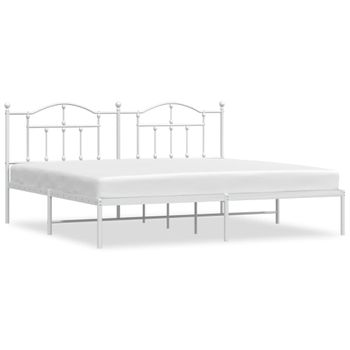 Vidaxl Estructura De Cama Con Cabecero Metal Blanca 200x200 Cm