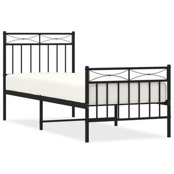 Vidaxl Estructura De Cama Con Cabecero Y Estribo Metal Negro 75x190 Cm