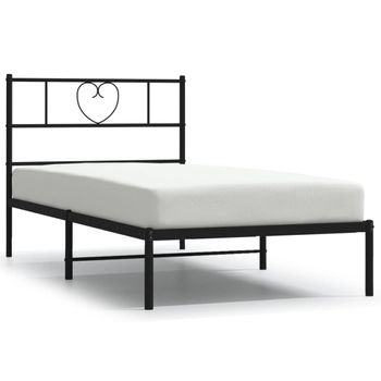 Vidaxl Estructura De Cama Con Cabecero Metal Negro 107x203 Cm