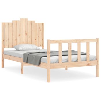 Vidaxl Estructura De Cama Con Cabecero Madera Maciza 100x200 Cm Marrón