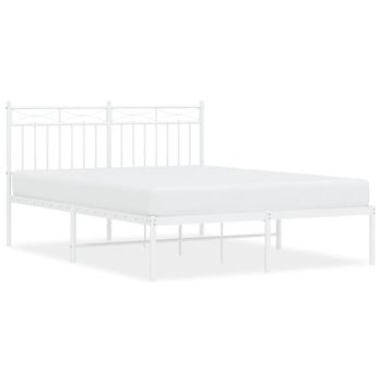 Vidaxl Estructura De Cama De Metal Con Cabecero Blanca 140x190 Cm