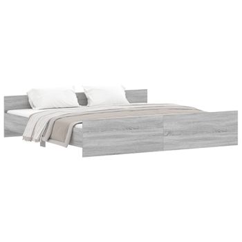 Vidaxl Estructura De Cama Con Cabecero Piecero Gris Sonoma 200x200 Cm