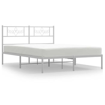 Vidaxl Estructura De Cama De Metal Con Cabecero Blanca 150x200 Cm