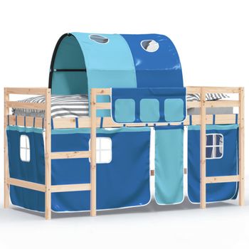 Vidaxl Cama Alta Para Niños Con Túnel Madera Pino Azul 80x200 Cm