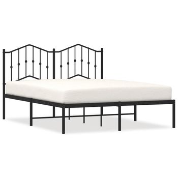 Vidaxl Estructura De Cama Con Cabecero Metal Negro 150x200 Cm