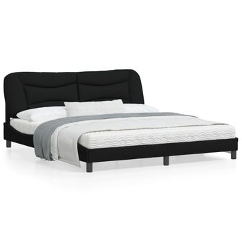 Vidaxl Estructura De Cama Con Luces Led Tela Negro 180x200 Cm