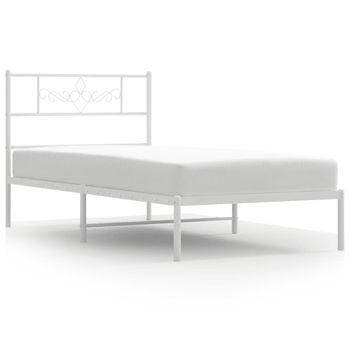 Vidaxl Estructura De Cama De Metal Con Cabecero Blanco 100x190 Cm