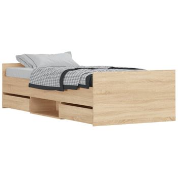 Vidaxl Estructura De Cama Con Cabecero Piecero Roble Sonoma 90x190 Cm Marrón