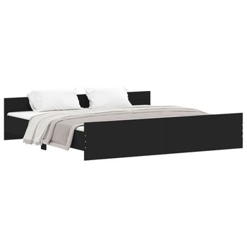 Vidaxl Estructura De Cama Con Cabecero Piecero Negro 200x200cm