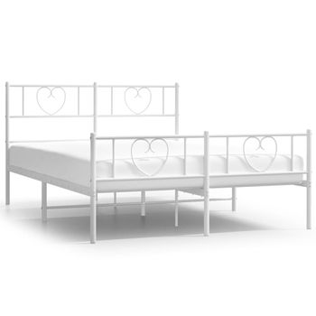 Vidaxl Estructura Cama Metal Con Cabecero Y Estribo Blanco 140x200 Cm