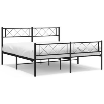 Vidaxl Estructura De Cama Cabecero Y Estribo Metal Negro 120x200 Cm