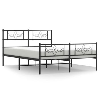 Vidaxl Estructura De Cama Cabecero Y Estribo Metal Negro 160x200 Cm