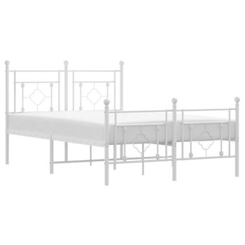 Vidaxl Estructura Cama Metal Con Cabecero Y Estribo Blanco 120x190 Cm