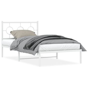 Vidaxl Estructura De Cama De Metal Con Cabecero Blanco 100x190 Cm