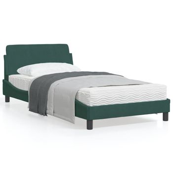 Vidaxl Estructura Cama Con Cabecero Terciopelo Verde Oscuro 100x200 Cm