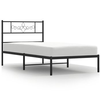 Vidaxl Estructura De Cama Con Cabecero Metal Negro 107x203 Cm