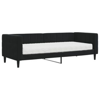 Vidaxl Sofá Cama Con Colchón Terciopelo Negro 80x200 Cm