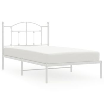 Vidaxl Estructura De Cama De Metal Con Cabecero Blanco 100x190 Cm