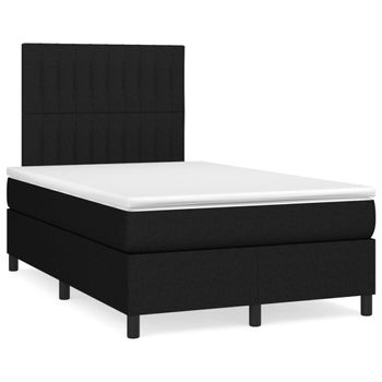 Vidaxl Cama Box Spring Con Colchón Y Luces Led Tela Negro 120x190 Cm