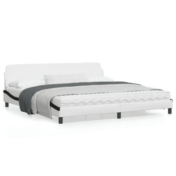 Vidaxl Estructura De Cama Con Cabecero Cuero Sintético Blanco Y Negro