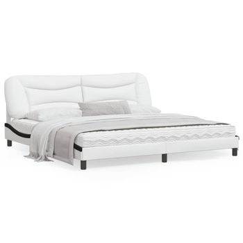 Vidaxl Estructura De Cama Con Cabecero Cuero Sintético Blanco Y Negro