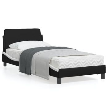 Vidaxl Estructura Cama Cabecero Cuero Sintético Negro Blanco 90x200 Cm Multicolor