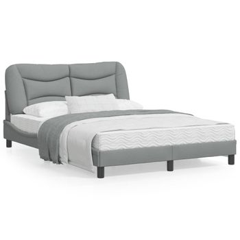 Vidaxl Estructura De Cama Con Luces Led Tela Gris Claro 140x190 Cm