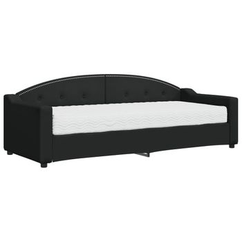 Vidaxl Sofá Cama Con Colchón Tela Negro 80x200 Cm