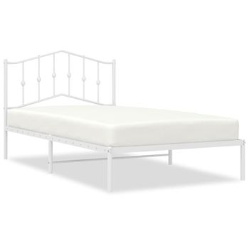 Vidaxl Estructura De Cama De Metal Con Cabecero Blanco 107x203 Cm