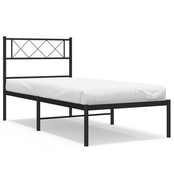 Vidaxl Estructura De Cama Con Cabecero Metal Negro 100x200 Cm