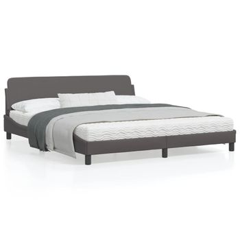 Vidaxl Estructura De Cama Con Cabecero Cuero Sintético Gris 180x200cm