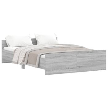 Vidaxl Estructura De Cama Con Cabecero Piecero Gris Sonoma 140x190 Cm