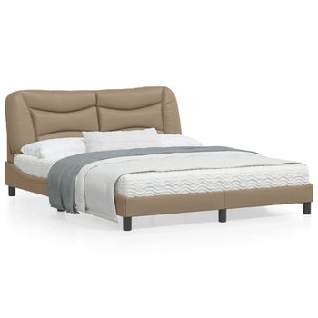 Vidaxl Estructura De Cama Cabecero Cuero Sintético Capuchino 160x200cm Marrón