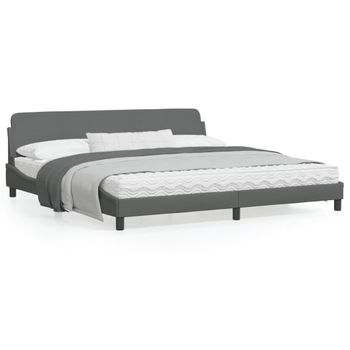 Vidaxl Estructura De Cama Con Cabecero Tela Gris Oscuro 200x200 Cm