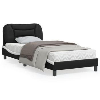 Vidaxl Estructura De Cama Con Cabecero Cuero Sintético Negro Y Blanco