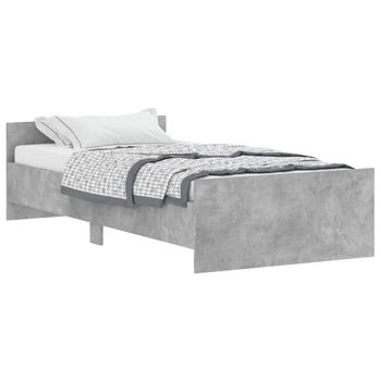 Vidaxl Estructura De Cama Madera De Ingeniería Gris Hormigón 90x190 Cm