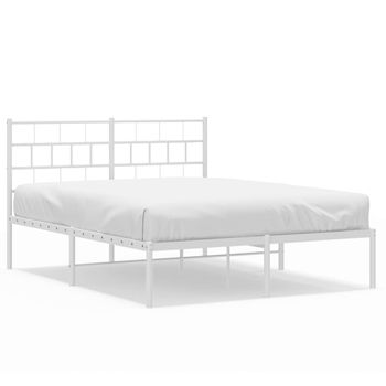 Vidaxl Estructura De Cama De Metal Con Cabecero Blanca 135x190 Cm