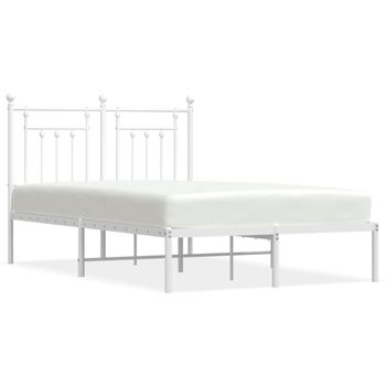 Vidaxl Estructura De Cama De Metal Con Cabecero Blanca 135x190 Cm